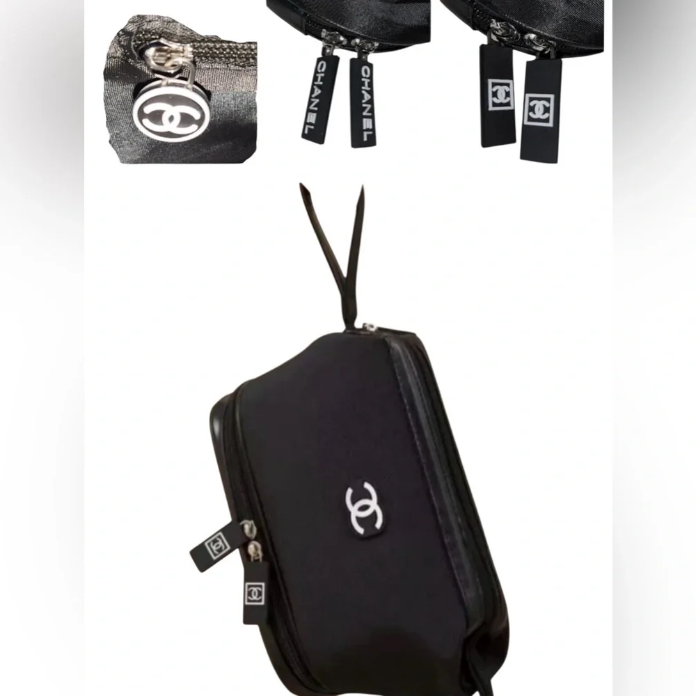 - Chanel Black Quilted Toiletry Bag with Iconic Double-C Logo - Picture 6 of 9